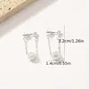 1 Par de Pendientes de Perla Pendientes Cadena Diseño Lineal Chapado en Plata Borla