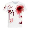 Directo de Fábrica Lote Verano Nuevo Halloween Personalidad Divertida Camiseta Estampada 3D Cuello Redondo Manga Corta para Hombre Fábrica Transfronteriza