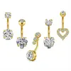 Set de 5 Piezas Transfronterizo de Anillos para Ombligo con Circonia en Forma de Corazón, Joyería Simple y de Moda al por Mayor en Stock