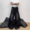 Jeans Wide Leg Reto Desgastado Lavado Estilo Nicho Retro Americano Transfronteiriço para Homens e Mulheres