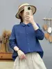 Coleção Outono 2026: Camisa Fresca de Algodão Estilo Japonês de Manga Longa com Botões Duplos, Novo Top Casual Feminino para Atacado