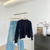 Top de Ganchillo de Encaje Patchwork Tejido 2026 Otoño Moda Versátil Camisa Base Suelto Delgado Jersey