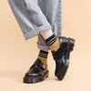 Zapatos Bajos de Cuero con Suela Gruesa y Hebilla para Mujer 1461 Transfronterizos, Piel Genuina, Estilo Británico, Casual, Estudiante, Suela de Plataforma de Grosor Medio