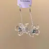 [Diosa Fresca] Pendientes de Flor de Cristal Transparente para Mujer, Largos Estilo Hada Marinera Vacacional Exagerados Versátiles