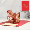 Tarjeta de felicitación de Año Nuevo, Regalo de bendición de Caballo Bronceado, Regalo de corte de papel, Regalo Creativo Cultural y Creativo Estilo Chino 2025, Tarjeta Exquisita