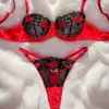 Nuevo Conjunto Sexy de Comercio Exterior Transfronterizo para el Día de San Valentín 2026, Malla Multicolor con Bordado Floral, Lencería Transparente