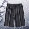 Pantalones Cortos de Verano 2025 Estilo Nuevo Casual Deportivos Delgados de Secado Rápido Seda de Hielo Pantalones de Cinco Puntos para Hombre Pantalones de Cremallera de Longitud Media para Hombre