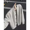Suéter cárdigan cleanfit gris claro para hombre otoño perezoso punto de alta gama chaqueta casual holgada ruffian guapo