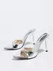 Sapatos de Salto Alto Femininos para Primavera e Verão, Bico Fino, Salto Fino, Mules de Uma Tira, Modernos, Versáteis, Sandálias Elegantes de Salto Alto