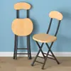 Silla Plegable Taburete Pequeño Uso en Casa Taburete Plegable Resistente Taburete Alto Taburete Sencillo con Respaldo Taburete Redondo Portátil