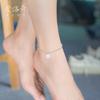 Tobillera de plata S925 con forma de sonrisa para mujer, versión coreana, con cuentas cepilladas, venta al por mayor, joyería para el pie con sonrisa S0794
