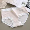 Fofa Macia Textura Amiga da Pele Menina Algodão Puro Calcinhas Femininas Estilo Japonês Design Sem Costura Senso Cintura Média Simples Elástico da Cintura Calcinha Feminina