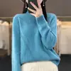 2026 Suéter Suelto de Moda Cálido Corto con Cuello Medio Alto Par con Prendas de Punto Engrosado Versátil Nuevo Top Otoño/Invierno para Mujer