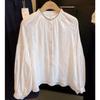 Recomendación de Venta Caliente: Camisa Blanca Bordada Jacquard Francés para Mujer de Primavera y Otoño, Plisada, Elegante Blusa Profesional 3288