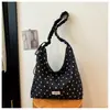 Bolsa de hombro tipo tote de gran capacidad, estilo perezoso, linda, de tela con lunares franceses, clásica plisada personalizada, nueva, de comercio exterior