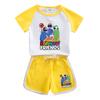 Traje de verano Rainbow Friends para niños y niñas 2023 nuevo conjunto de dos piezas de algodón con estampado de dibujos animados, manga corta y shorts, pijama