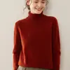Essencial do Guarda-Roupa Cor Sólida Quente Espessado Lã Dupla Solto Macio Elegante para o Trabalho Gola Alta Base Caxemira Feminino