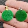 Pingente de Jade Jade Verde Seco Redondo Pingente de Marca Verde Yang Sem Placa Pingente 25mm Pingente de Colar Pingente de Jade