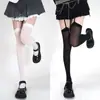 Medias Blancas con Tirantes para Mujer, Calcetines Finos de Verano Hasta la Rodilla/Muslo, Calcetines Largos Blancos de Seda Sexy Pura Deseo Estilo Jk, Tubo Alto