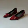 Zapatos de Tacón Interior que Aumentan la Altura, Puntiagudos, con Lazo de Charol, Boca Baja, Zapatos de Piel para Viaje Diario para Mujer, Estilo Nuevo, Versátiles, Suela Suave