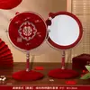 Espejo de Boda de Alta Gama Estilo Chino Bordado en Rojo Suministros de Boda Espejo de Tocador de la Novia Par de Espejos de Boda Nuevos