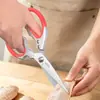 Tesoura de Aço Inoxidável Espessa com Lâmina Longa para Cortar Carne e Ossos, Afiada e Durável, Especialmente Projetada para Uso na Cozinha
