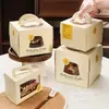Caja para Mini Pastel de 4 Pulgadas Famosa en Internet, Caja para Llevar con Asa y Ventana, Caja de Embalaje de Papel para Postre, Queso, Mousse, Horneado