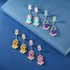 Pendientes de plata S925 con diseño de lazo de amor, de estilo pequeño, de lujo y con combinación de circonitas amarillas, para mujer
