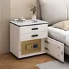 Nueva Mesa de Noche Inteligente Antirrobo para Dormitorio Sin Ensamblaje Hogar Mesa de Noche de Madera Maciza Gabinete de Almacenamiento Multifuncional Seguro