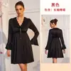 AliExpress Roupão de Casa Francês para Manhã Gravata Borboleta de Cetim Acabamento em Renda Manga Longa Vestido Pijama Curto 1251