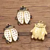 4 Charms de Esmalte Dourado em Aço Inoxidável Pingente de Animal Inseto Pingente de Besouro Acessórios para Joias DIY