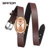 Reloj de Cuarzo Sanda Correa Simple Diamante Ovalado Reloj para Mujer Compacto y Versátil Impermeable Reloj para Examen