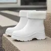 Zapatos de Lluvia de Algodón con Suela Gruesa para Mujer Zapatos Casuales de Moda Zapatos Deportivos Zapatos Impermeables Zapatos de Goma Resistentes al Desgaste Botas de Lluvia para Trabajo