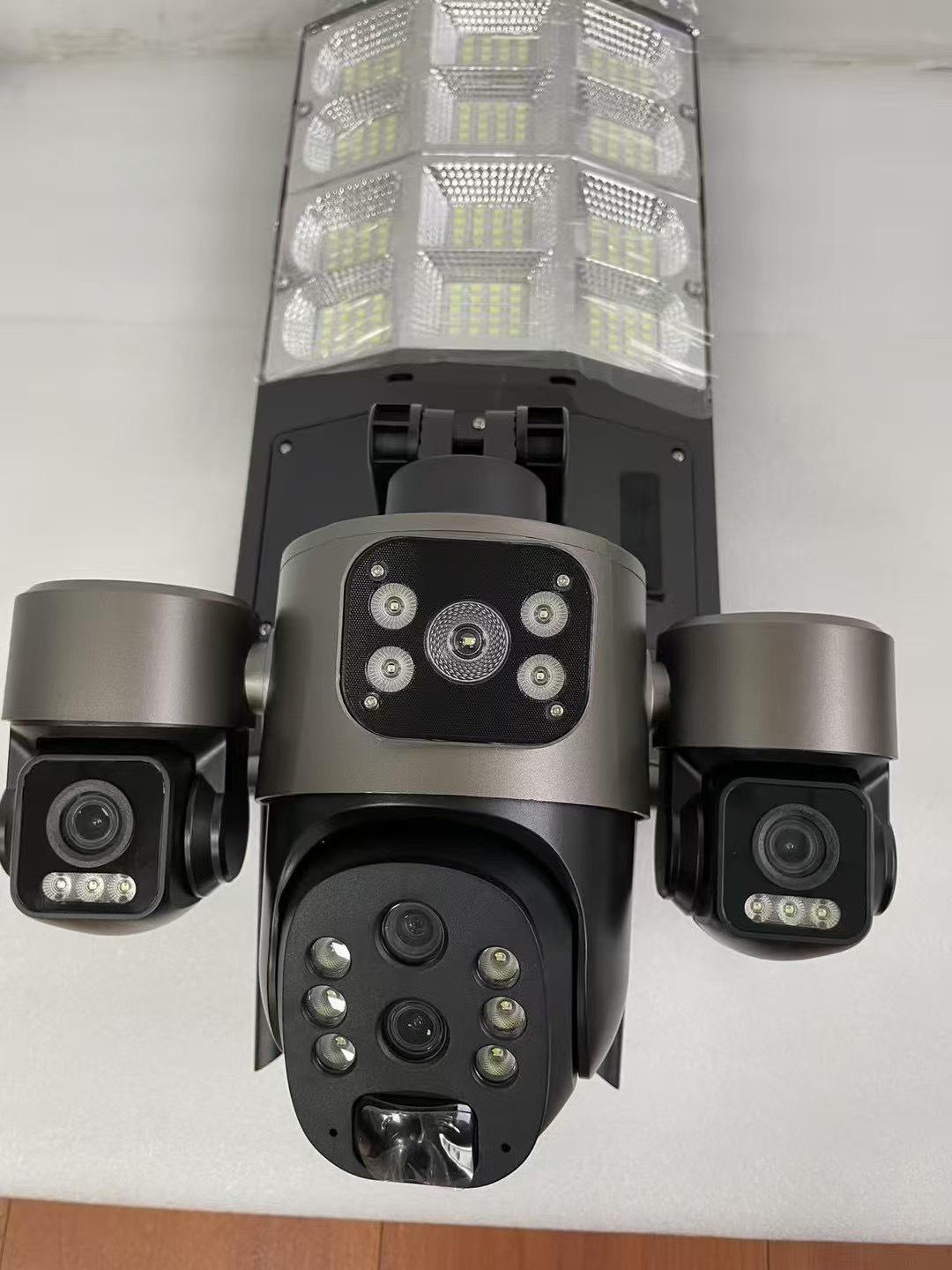 V380太阳能摄像头4G三画面3个电动云台手机远程控制三电动