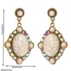 Pendientes de Turquesa Blanca Estilo Occidental Exagerado Transfronterizos Europeos y Americanos Pendientes de Diamante Geométricos Retro Pendientes Elegantes de Alta Calidad