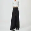 Design de cós xadrez estilo americano, calças casuais de perna larga para mulheres, nova coleção primavera/outono, corte solto, versátil e com silhueta fluida de perna reta