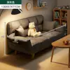 Sofá perezoso moderno estilo crema para salas de estar pequeñas, sofá plegable para dormitorio, sofá doble pequeño para apartamentos de alquiler, tela