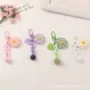 Novo Estilo Chaveiro de Girassol com Pom-Pom para Carro, Acessório de Coração de Metal Fresco e Colorido para Decoração de Bolsa Feminina