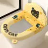 Fabricante Novo Assento de Vaso Sanitário com Encosto Almofada Quatro Estações Universal À Prova D'água Sem Lavagem Desenho Animado Gatinho Preto Tipo Adesivo Almofada de Assento de Vaso Sanitário com Aromaterapia