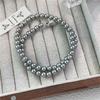 Colar de pérolas de alta qualidade estilo Shi Jia, pérolas redondas de imitação, corrente para clavícula com contas de madrepérola, acessório de pescoço elegante para socialites