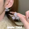 Joalheria: Brincos de Pedra Preciosa Flor Esmaltada, Brincos de Diamante Cintilante Guirlanda de Floco de Neve, Conjunto de Verão Que Não Desbota