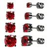 Pendientes Redondos Negros de Circonita de Doble Cabeza con Cuatro Garras Estilo Europeo y Americano, Tornillos para Oreja Cilíndricos de Acero Inoxidable 316, Accesorios para Oreja Antideslizantes en Relieve