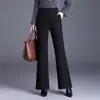 Pantalones de lana de pierna curva con temperamento elegante para mujer 2026 Nuevo estilo Otoño/Invierno de cintura alta que cubre la cadera, pantalones largos de moda versátiles casuales