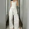 Pantalones casuales grises hechos a medida para mujer, pantalones de pierna ancha rectos holgados con caída para verano, pantalones para caminar, pantalones largos deportivos