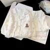 Pijama de Dibujos Animados Lindo para Niños Primavera y Otoño Manga Larga Pantalón Largo Algodón Delgado Set de Nube para Niñas Cuello Solapa Dibujos Animados Ropa de Casa