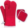 Guantes de Aislamiento Térmico de Silicona de Algodón Puro Transfronterizo Engrosados Antideslizantes Resistentes a Altas Temperaturas Guantes para Horno Microondas Guantes Anti-quemaduras para Horno de Horneado
