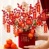 2026 Feliz Año Nuevo Cubo de Abrazos Año del Caballo Cubo de la Fortuna Adorno Fruta de la Fortuna Fruta Roja Arreglo para Sala de Estar Decoración de Ambiente del Festival de Primavera