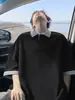 Camisa polo de retazos a cuadros estilo americano transfronteriza, de manga corta para hombre, de verano, con cuello vuelto, corte holgado, media manga, versátil y moderna