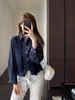 Elegante y moderna camisa de chal a cuadros, conjunto de dos piezas de corte holgado, nueva colección de principios de otoño para mujer, H090514