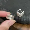 Pendientes de Letra Cepillados de Lujo Ligero Estilo Coreano para Mujer, Pendientes de Botón Cuadrados de Nicho a la Moda, Pendientes Simples Versátiles de Gama Alta